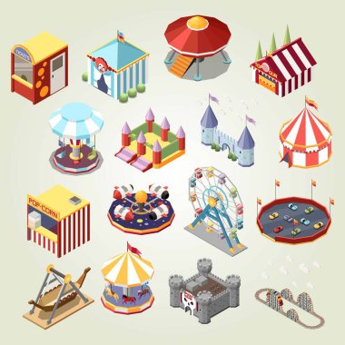 Lunapark izometrik setleri gezici sirklerle izole edilmiş büyük abur cubur tezgahları cezbediyor.