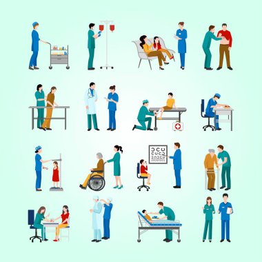 Hastane sağlık hizmetleri izometrik simgeleri