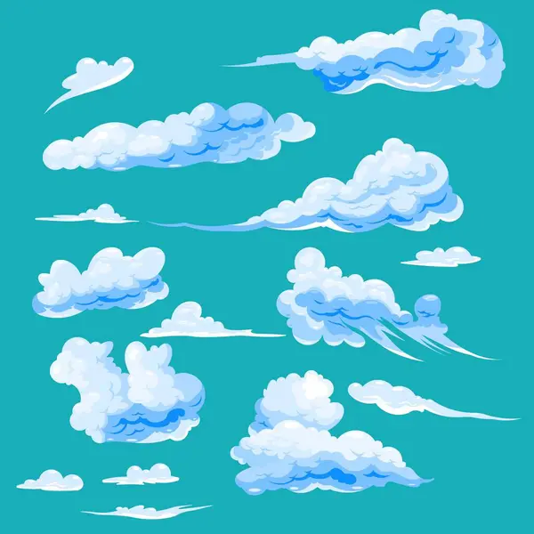 Çizgi film bulutları koleksiyonu, vektör illüstrasyonu