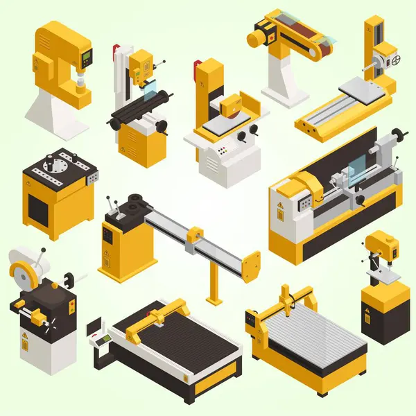 Sarı kağıtlı endüstriyel makineler.