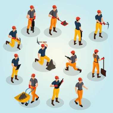Turuncu çizgili inşaat işçileri, çekiç, çekiç ve ingiliz anahtarıyla, vektör illüstrasyonuyla
