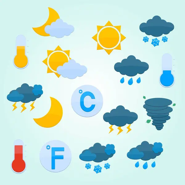 Hava simgeleri vektörü. çizgi film illüstrasyonu.