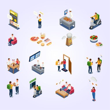 3d vektör illüstrasyonunun izometrik insanlar kümesi