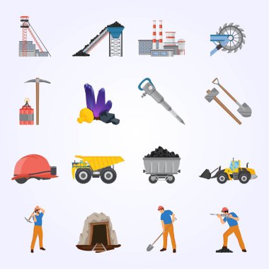 Yapı araçları ve simgeleri kümesi, düz tasarım biçimi