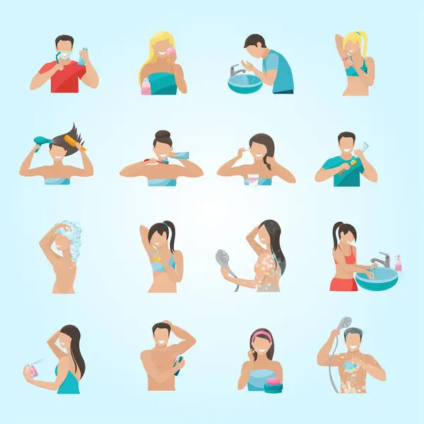 insanlar ve spa simgeleri vektör çizimleri