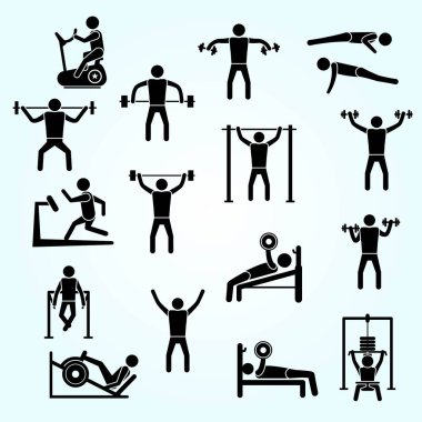 fitness simgeleri vektör illüstrasyonunu ayarla