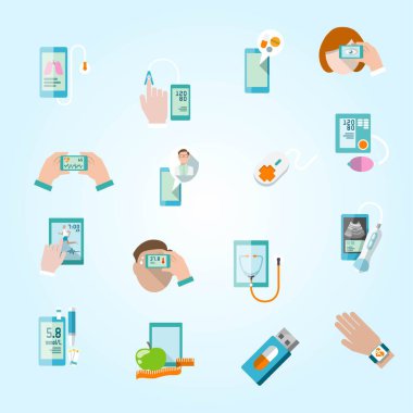 Cep telefonu, hap, hap ve tablet, vektör illüstrasyonlu tıp doktoru