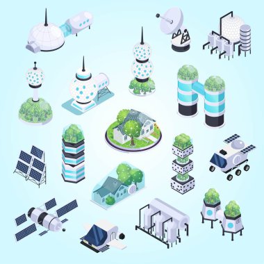 İzometrik şehir kümesi 3 boyutlu vektör