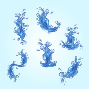 Şeffaf arka planda izole edilmiş gerçekçi mavi denizanası seti. Deniz altı illüstrasyonu.