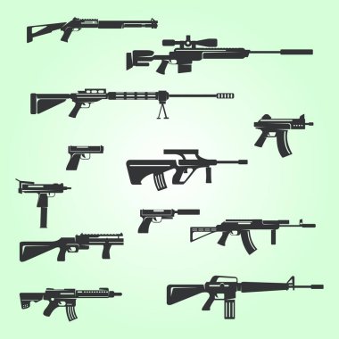 Farklı silah setleri.
