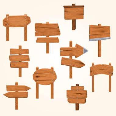 Çizgi film ahşap tabelalar. vektör illüstrasyonu.