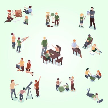 Müzik enstrümanlarıyla oynayan insanların vektör karikatür düz çizimi.