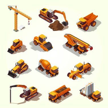 izometrik endüstriyel yapı ve makine seti