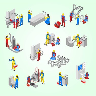 Fabrika işçisi izometrik bileşimi