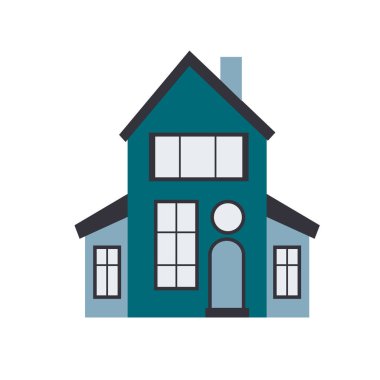 Residential building isolated on white background.