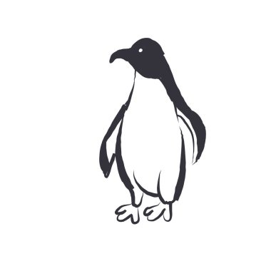 Hand drawn penguin vector line sketch.