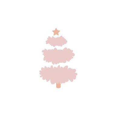 Pink Christmas tree vector illustration.