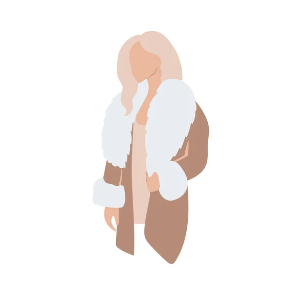 Блондинка Меховом Пальто — стоковый вектор