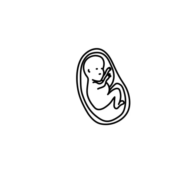 Bébé Fœtus Dans Vecteur Art Ligne Utérine — Image vectorielle