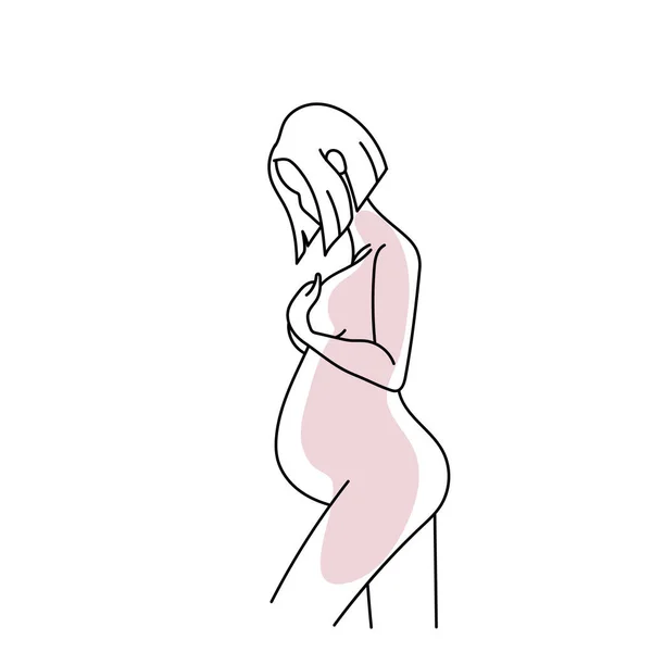 Abstracto Mujer Embarazada Línea Arte Vector — Archivo Imágenes Vectoriales