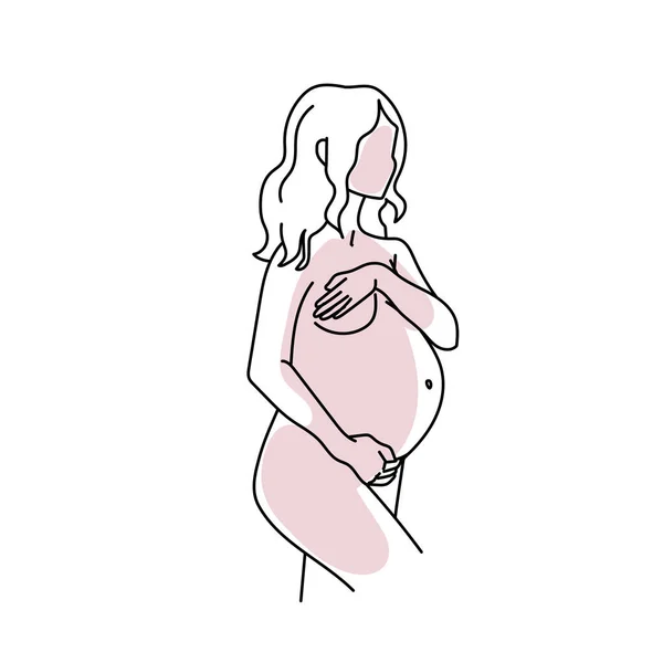 Abstraktní Těhotné Ženy Linie Art Vektor — Stockový vektor