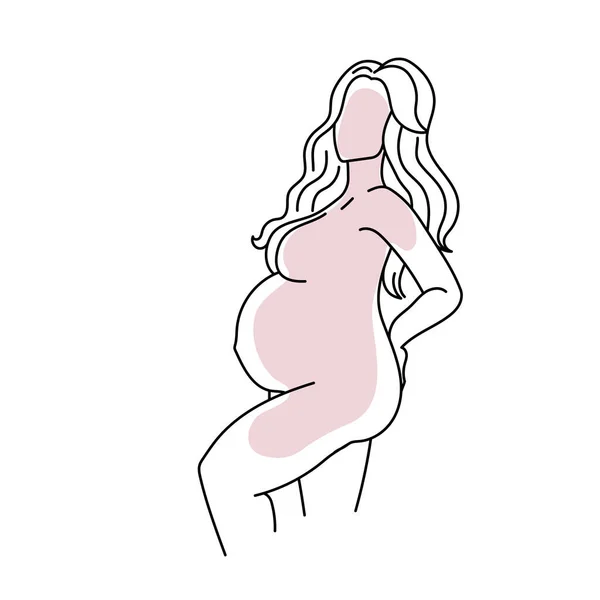 Abstract Zwangere Vrouw Lijn Kunst Vector — Stockvector