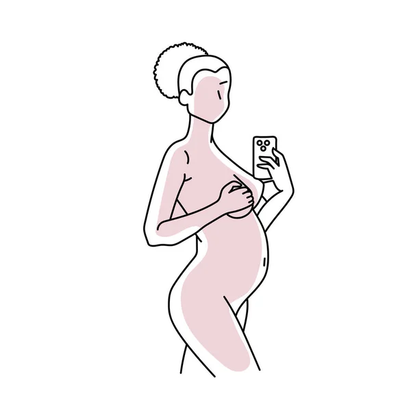 Abstract Zwangere Vrouw Lijn Kunst Vector — Stockvector