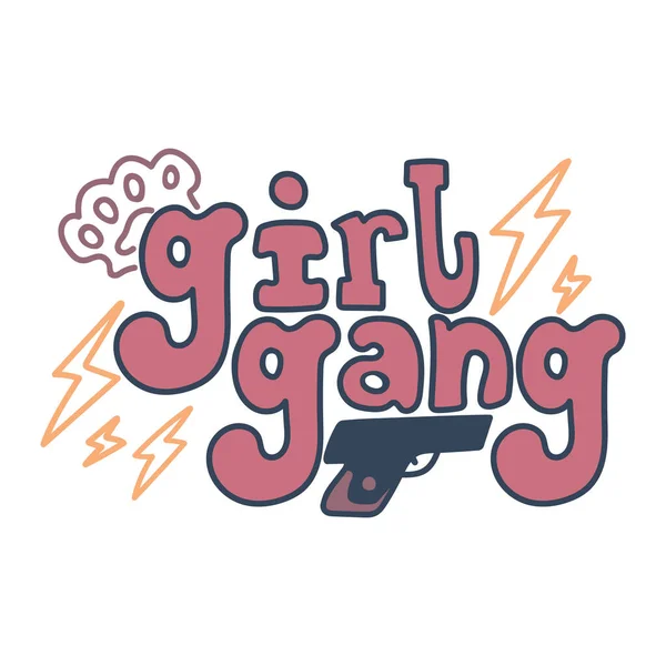 Girl Gang Hand Drawn Lettering Vector Quote — Stock Vector