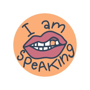 Kadın dudaklarından bahsediyorum. El çizimi vektör harfleri..