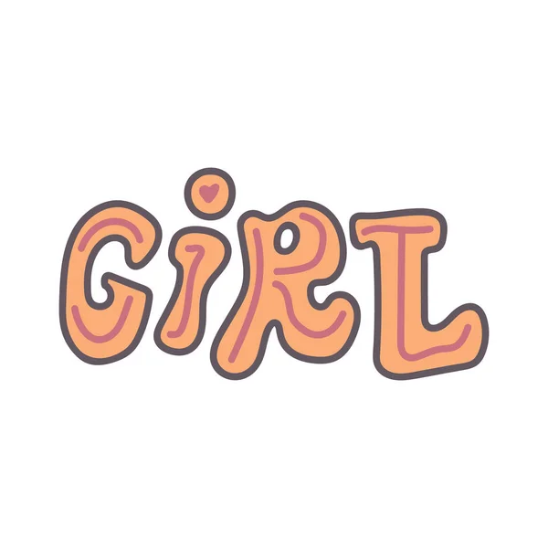 Κορίτσι Απόσπασμα Χέρι Σχεδίασης Γραμμάτων Διάνυσμα — Διανυσματικό Αρχείο