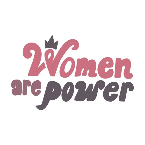 Donne Sono Potere Disegnato Mano Vettore Citazione Lettering — Vettoriale Stock