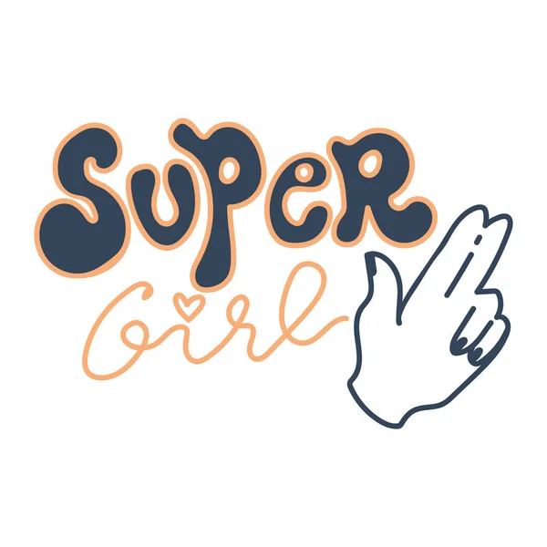 Super Menina Mão Desenhada Vetor Lettering Citação — Vetor de Stock