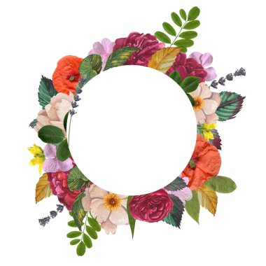 Beyaz arka plan üzerinde izole çiçek çerçeve.