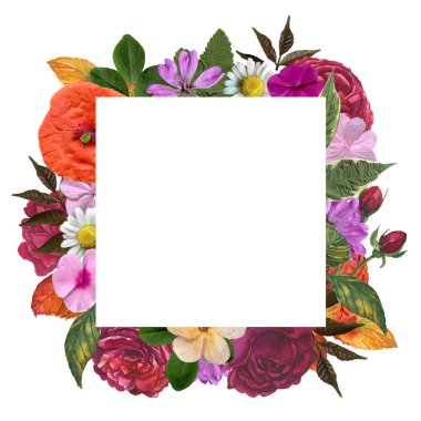 Beyaz arka plan üzerinde izole çiçek çerçeve.