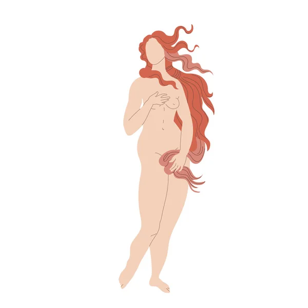 Botticelli Venus Vermelho Cabelo Mulher Vetor Ilustração —  Vetores de Stock