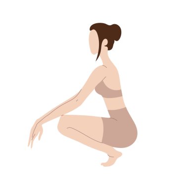 Yan görünüm vektör resimlemesi yapan soyut kadın.