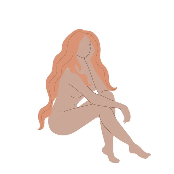 Αφηρημένη Γυμνή Γυναίκα Κάθεται Διανυσματική Απεικόνιση — Διανυσματικό Αρχείο
