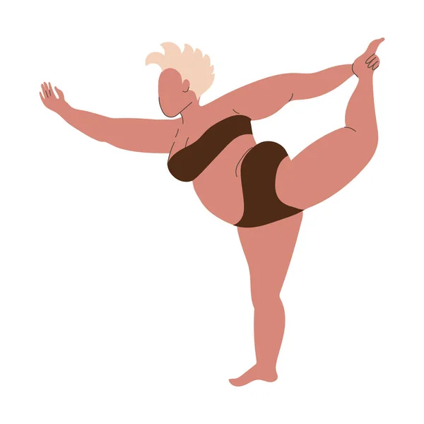 Абстрактне Тіло Позитивна Жінка Тренуванні Йоги Векторні Ілюстрації — стоковий вектор