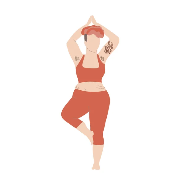 Yoga Vektör Çizimi Yapan Soyut Kadın — Stok Vektör
