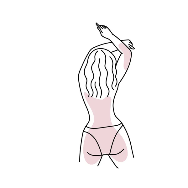 Mujer Desnuda Línea Vectorial Arte Aislado Sobre Fondo Blanco — Vector de stock