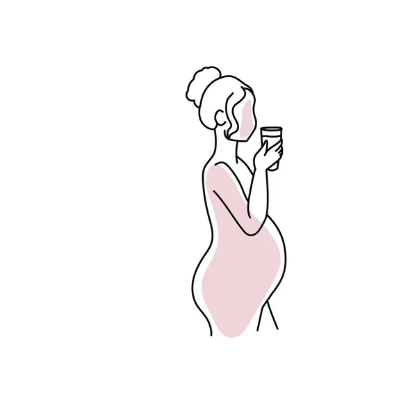 Εγκυμοσύνη Στάδιο Γραμμή Τέχνης Γυναίκα Διάνυσμα Εικονογράφηση — Διανυσματικό Αρχείο