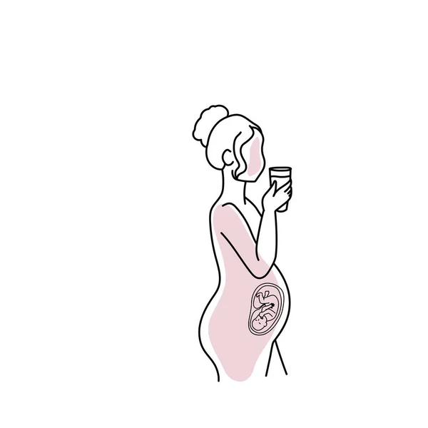 Εγκυμοσύνη Στάδιο Γραμμή Τέχνης Γυναίκα Διάνυσμα Εικονογράφηση — Διανυσματικό Αρχείο