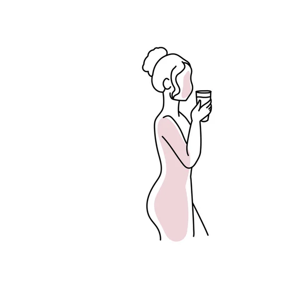 Pregnancy Stage Line Art Woman Vector Illustration — Stock Vector