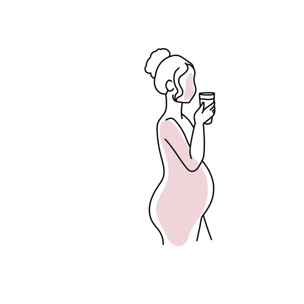 Těhotenství Etapa Umění Žena Vektorové Ilustrace — Stockový vektor