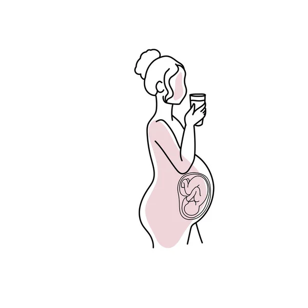 Embarazo Etapa Línea Arte Mujer Vector Ilustración — Archivo Imágenes Vectoriales
