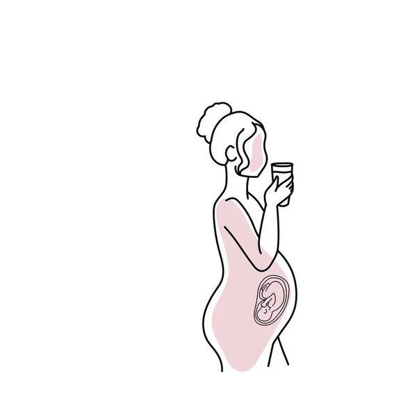 Graviditet Scenen Linje Konst Kvinna Vektor Illustration — Stock vektor