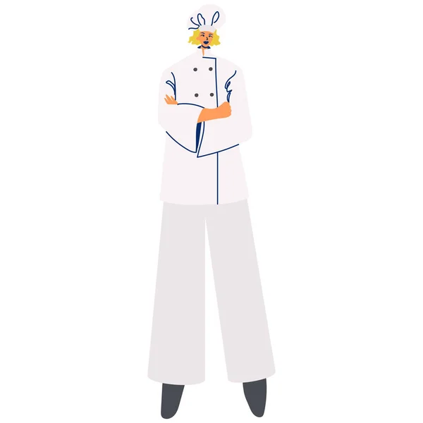 Stock vector Professional and confident female chef isolated on white background.