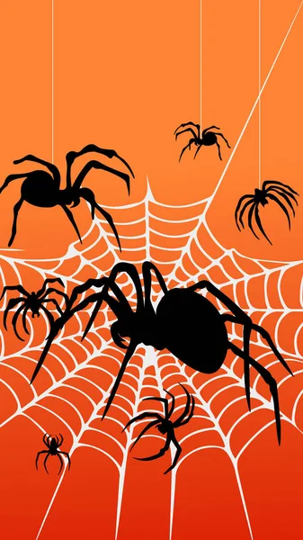 Halloween História Aranhas Net Cartoon Vetor Ilustração —  Vetores de Stock