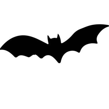 Black bat flying vector silhouette isolated on white background.