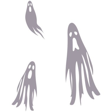 Three scary ghosts cartoon vector isolated on white background.